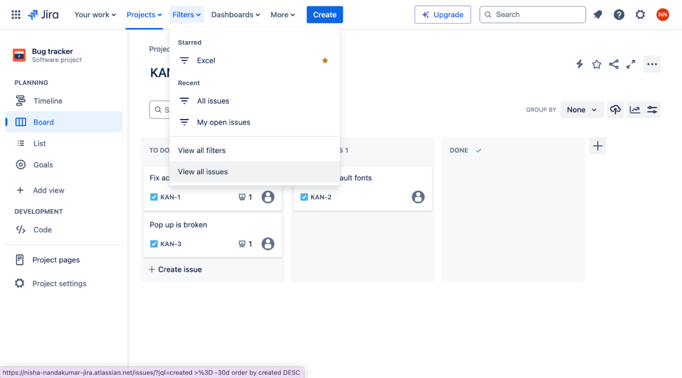 All issues option: how to export jira to excel