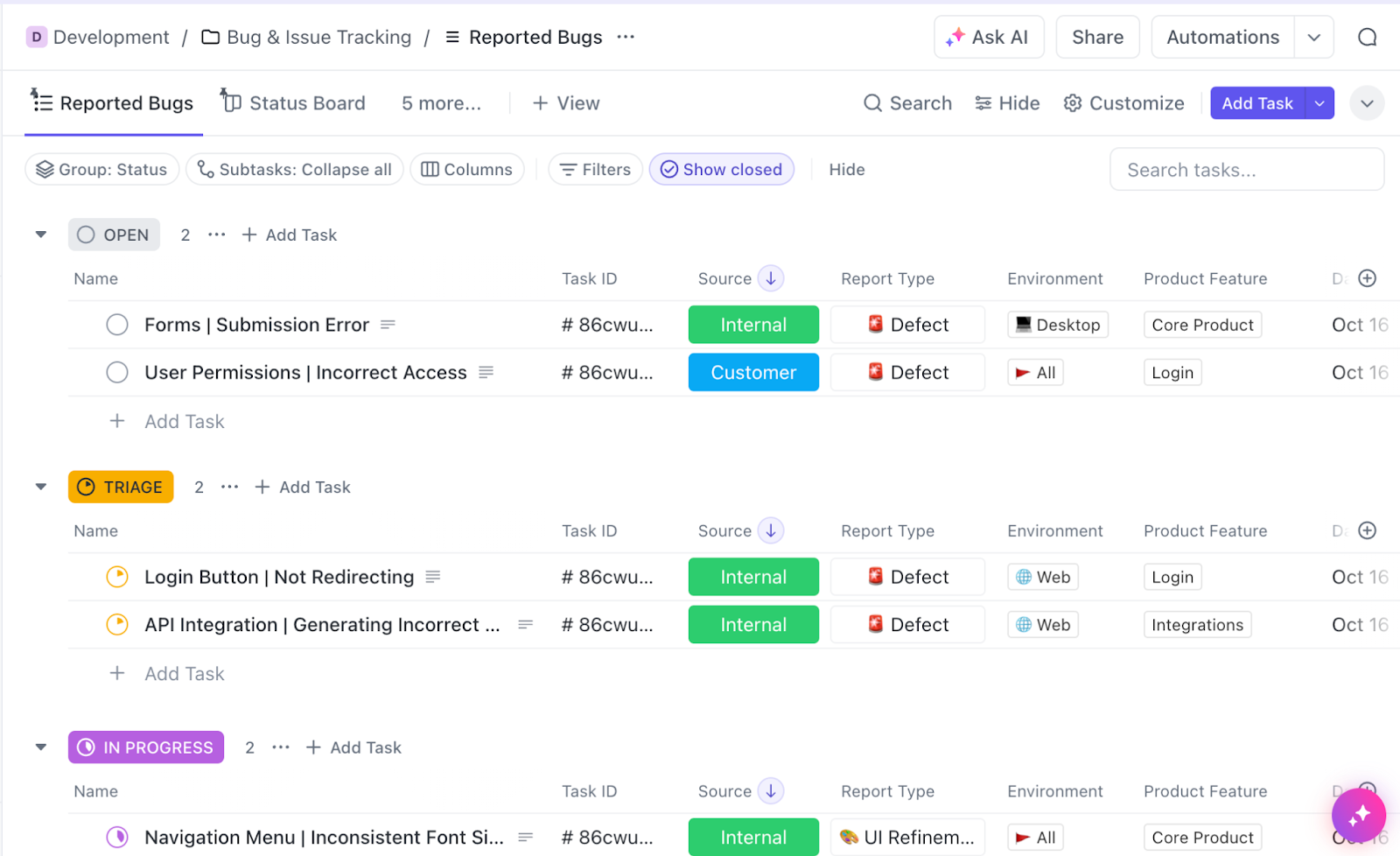 ClickUp Issue tracking templates: how to export jira to excel