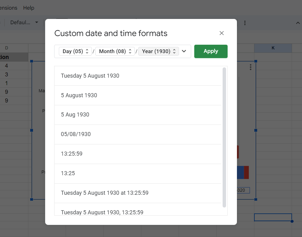 Custom time and date format