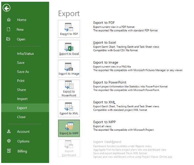 Export Format: how to export ms project to excel
