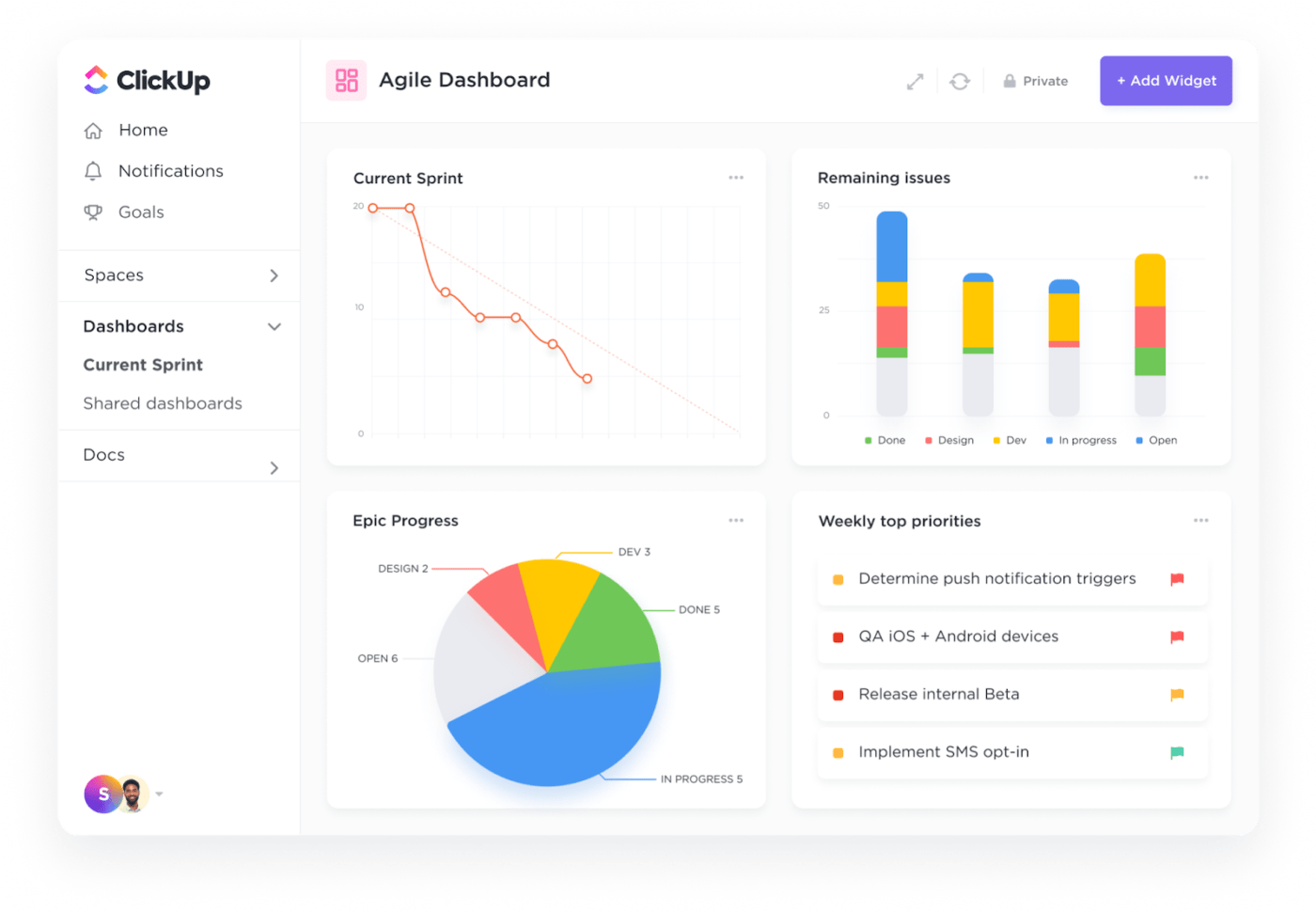 ClickUp Dashboard: linkedin recommendation