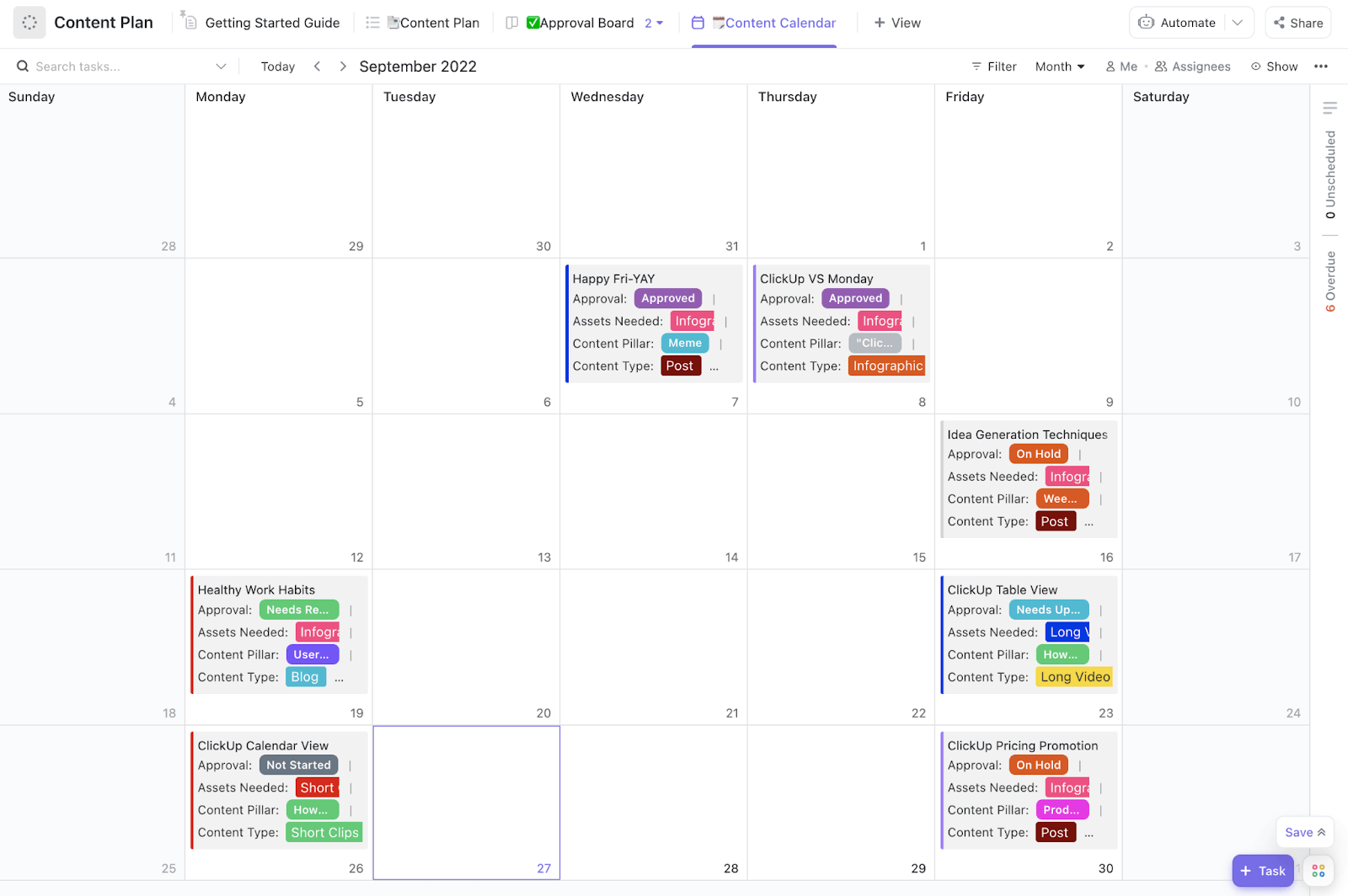 ClickUp’s Content Plan Template