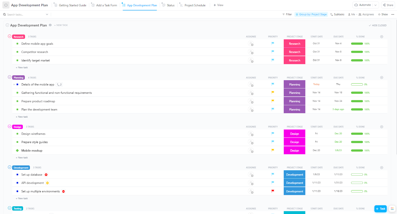 ClickUp’s App Development Plan Template