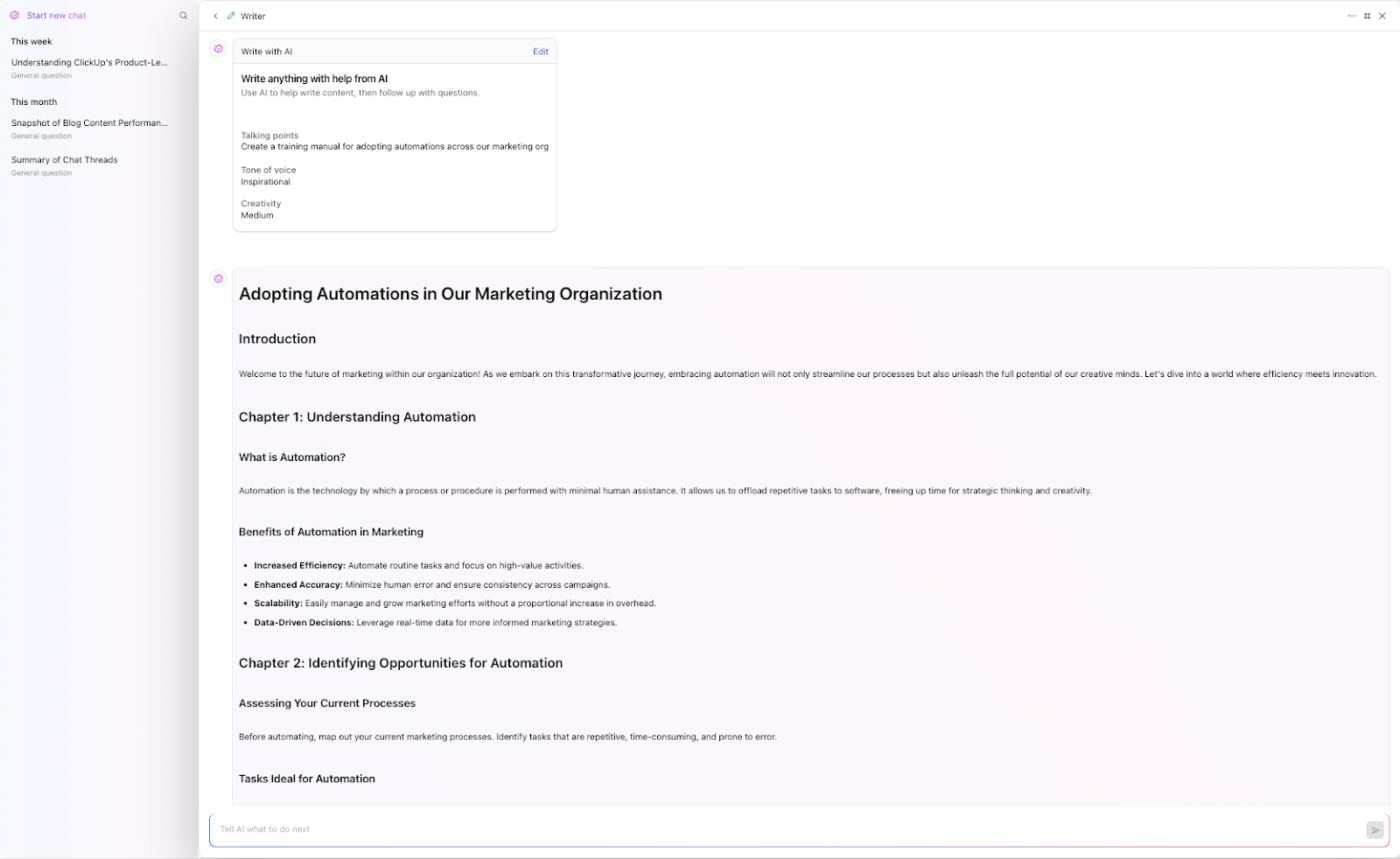 ClickUp Brain: data entry automation