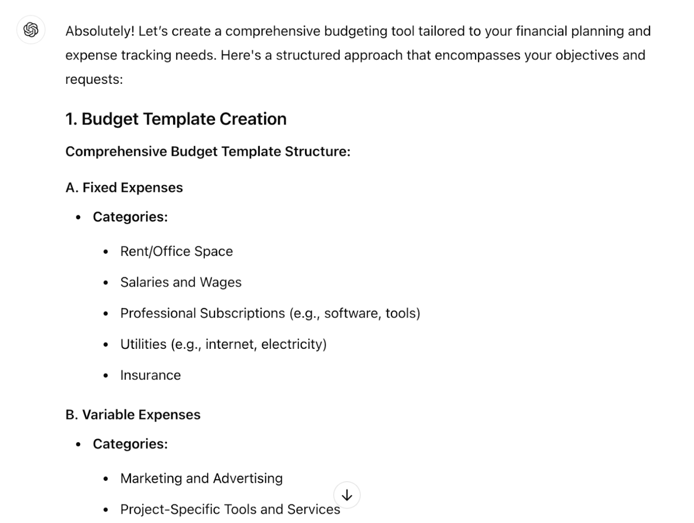 Strumenti di budgeting prompt