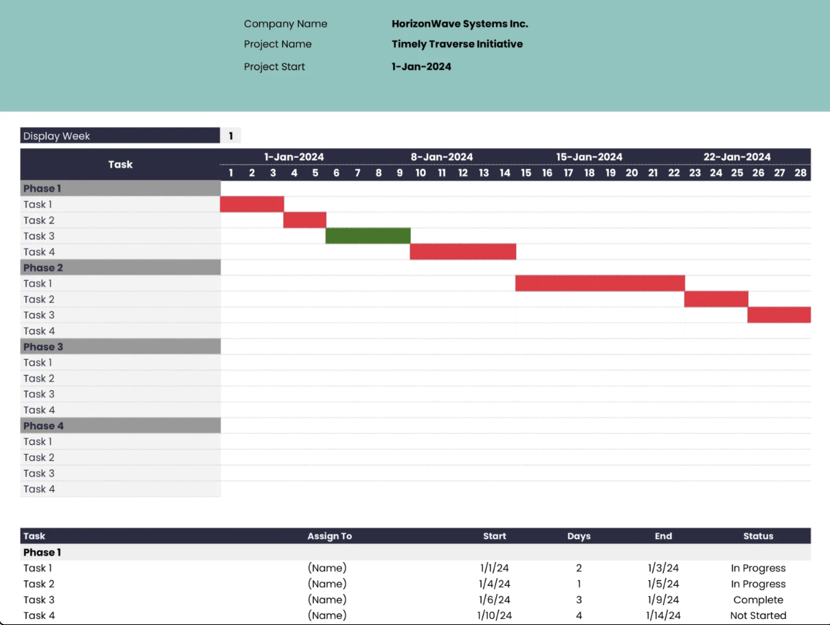 Project Schedule with Timeline Template
