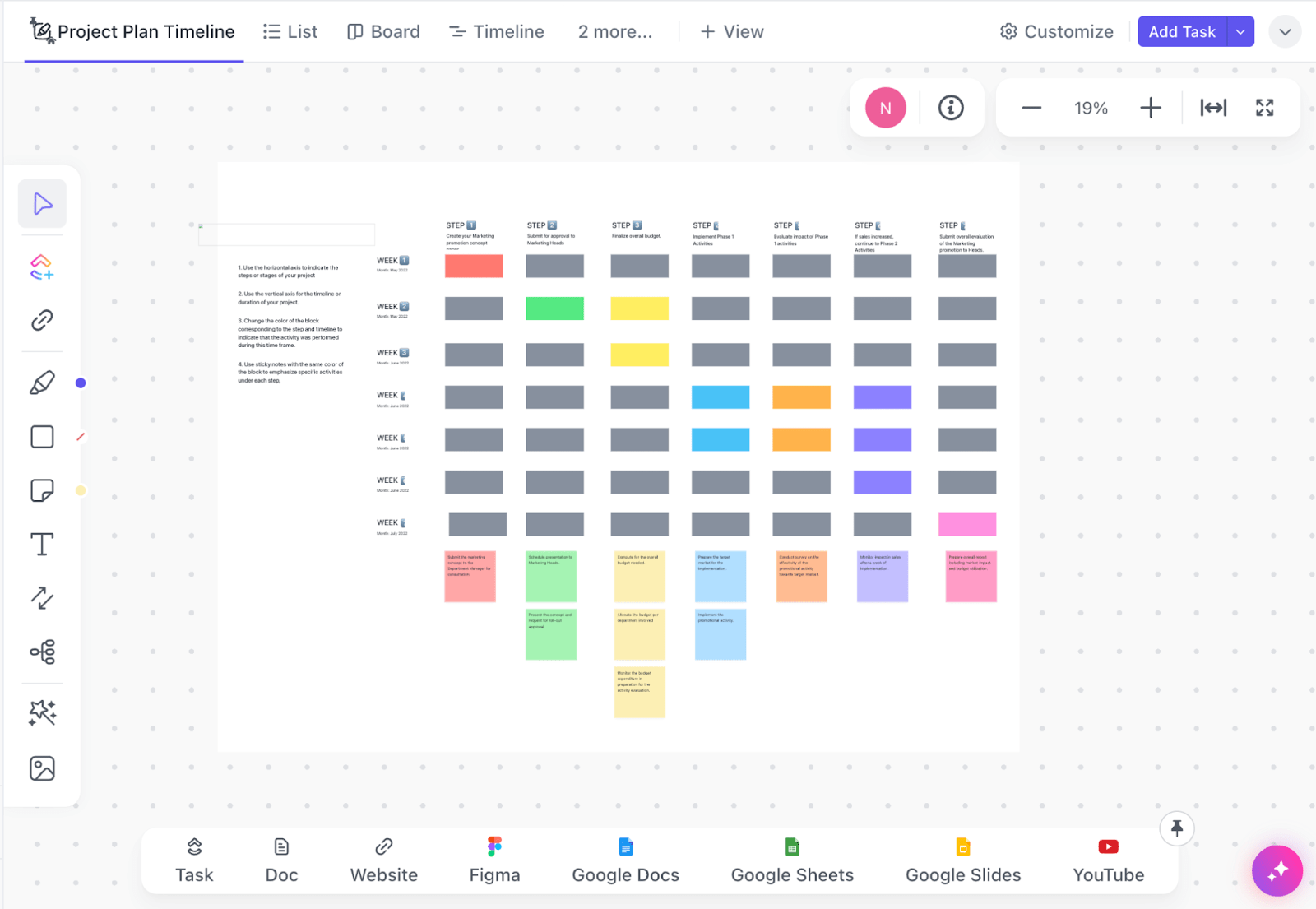 ClickUp Project Timeline Whiteboard Template