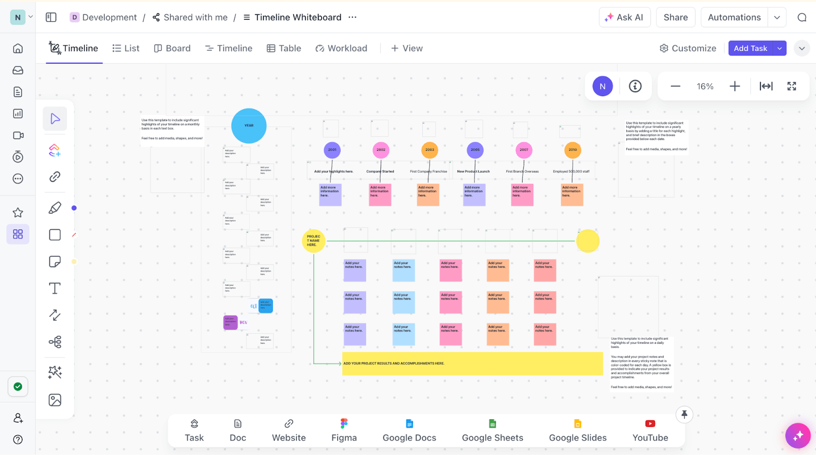 ClickUp Timeline Whiteboard Template