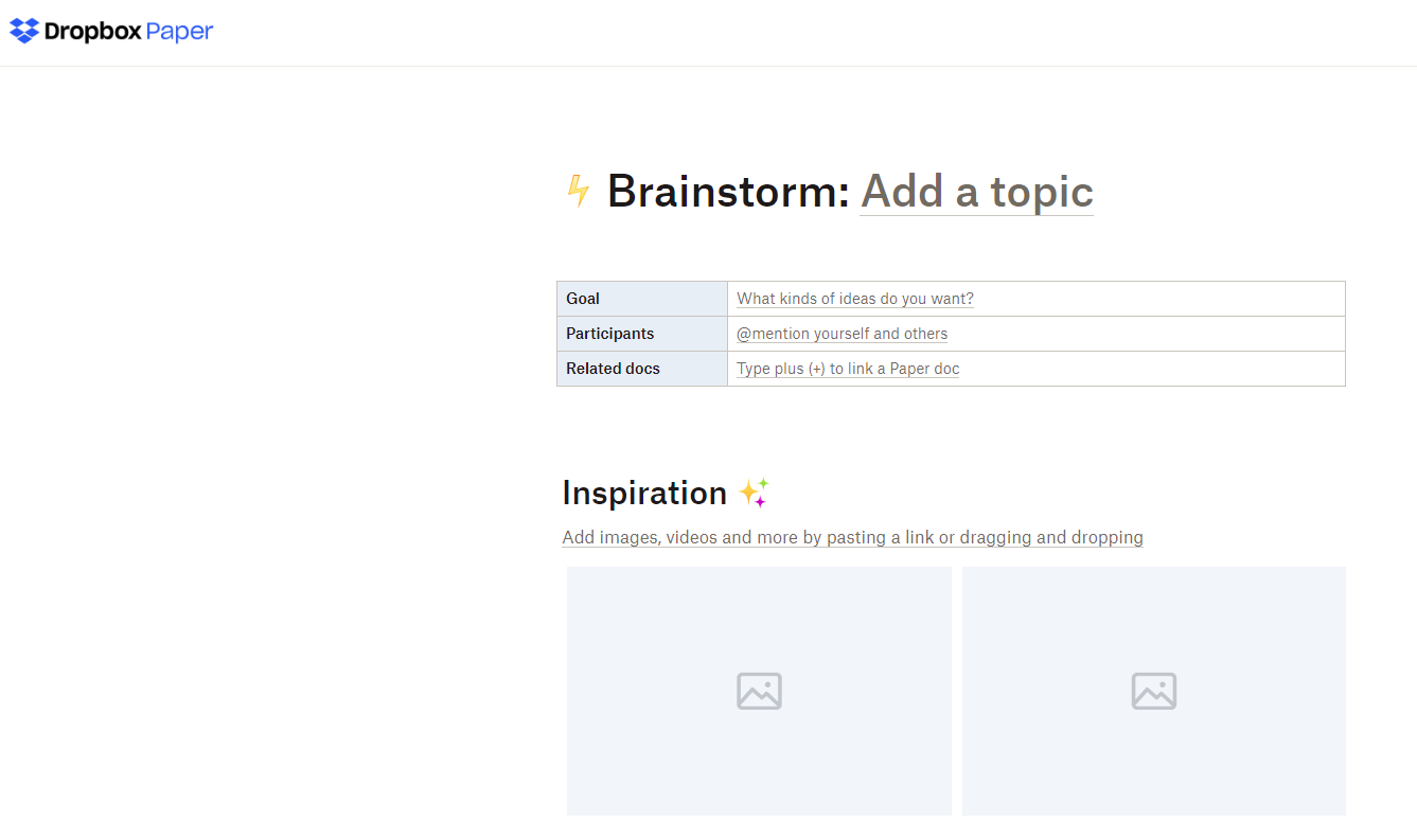 The Dropbox Paper Brainstorming Template: dropbox paper templates