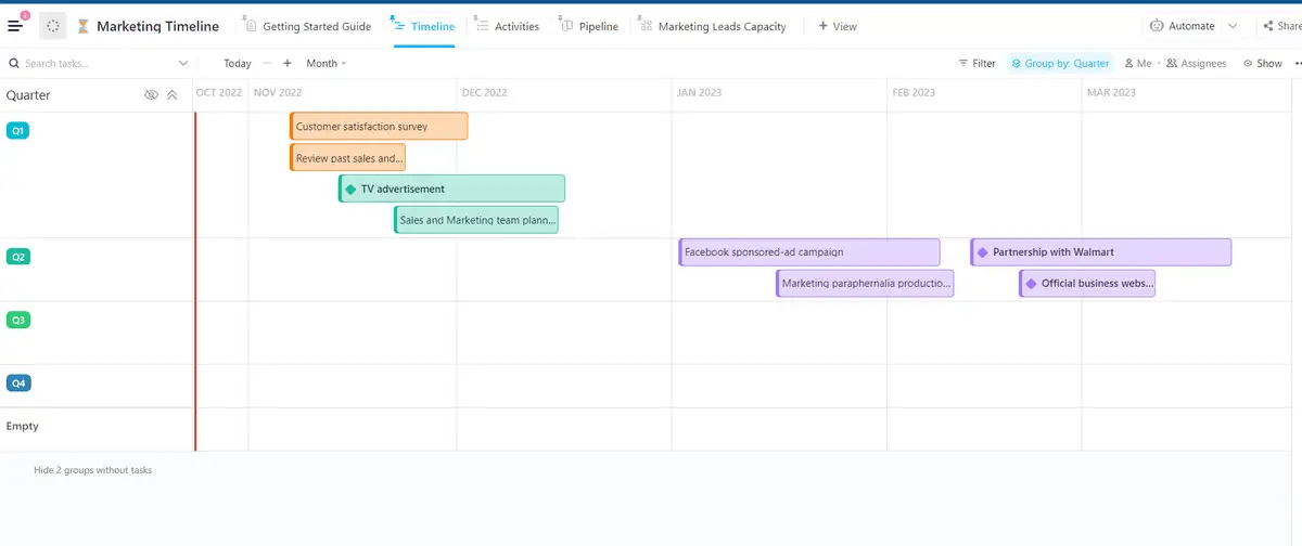 ClickUp’s Marketing Timeline Template