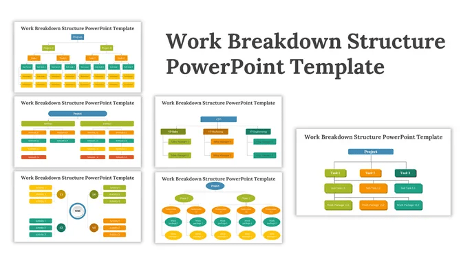 Work Breakdown Structure PowerPoint Flowchart Template via Slideegg