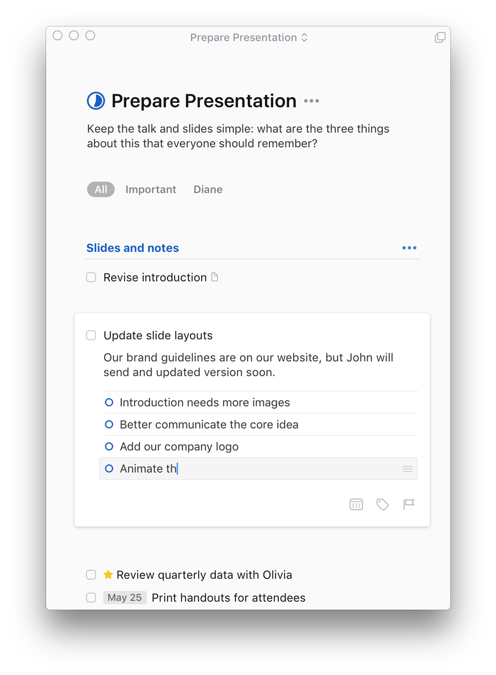 TickTick vs Things 3: Checklists feature in Things3