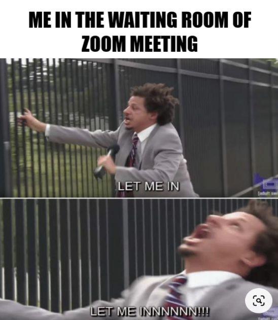 Still in the Zoom waiting room meme