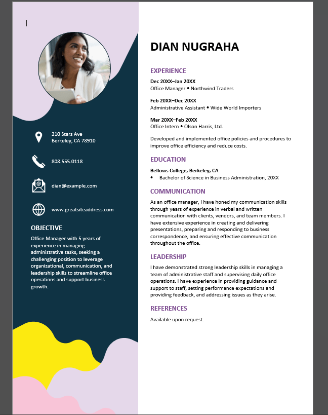 Business Chronological Resume Template by Microsoft