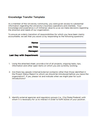 Knowledge Transfer Template by Template.Net