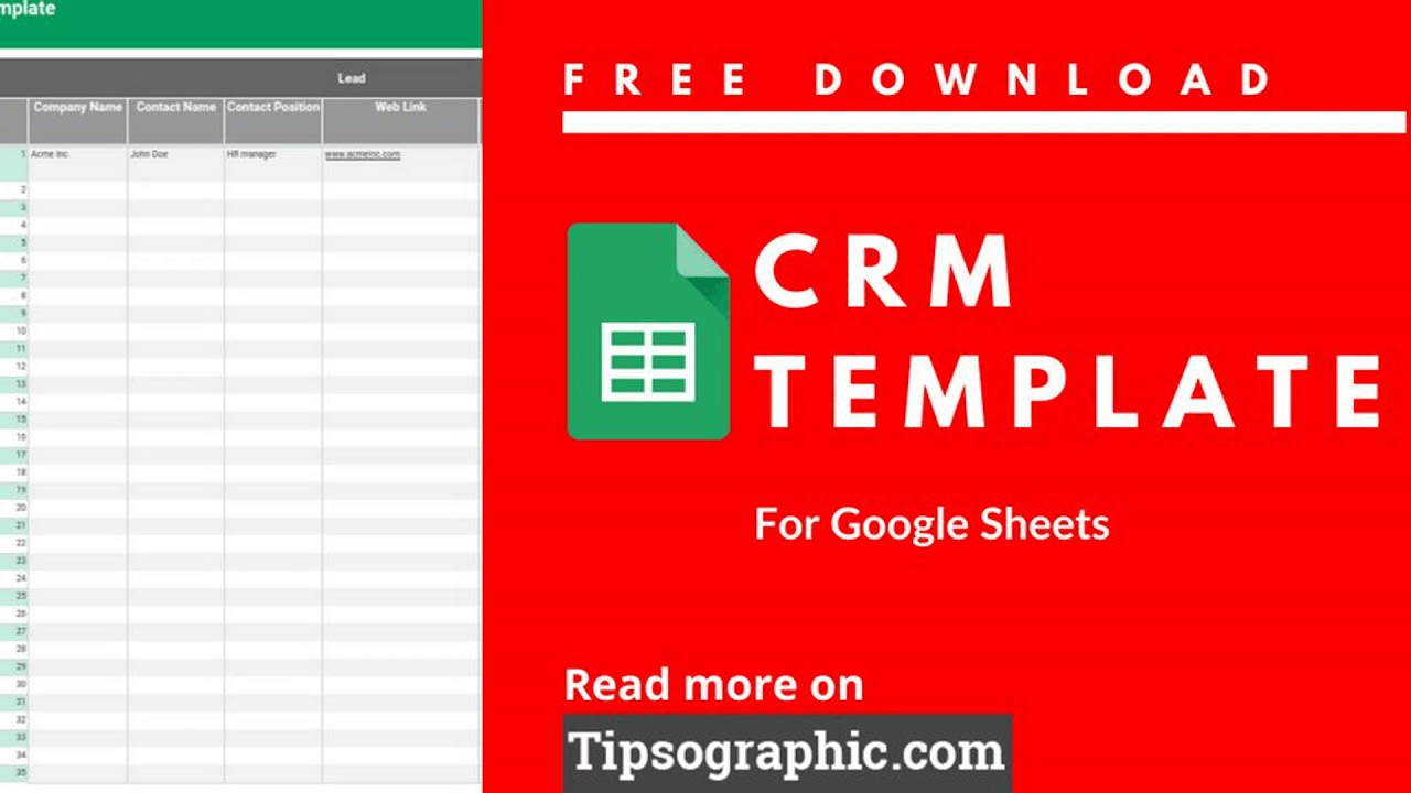 Google Sheets CRM Template for Charts and Graphs by Tipsographic