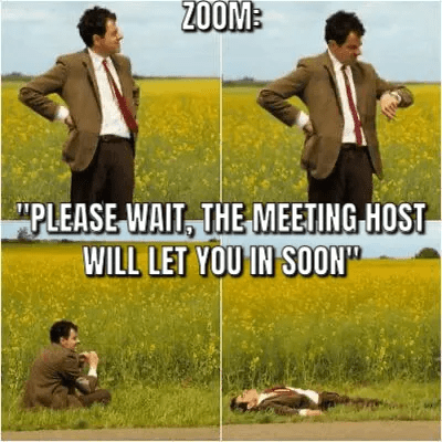 Waiting for meeting host to let you in zoom meme