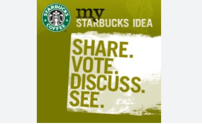 exemplo de "My Starbucks Idea" para retenção de clientes