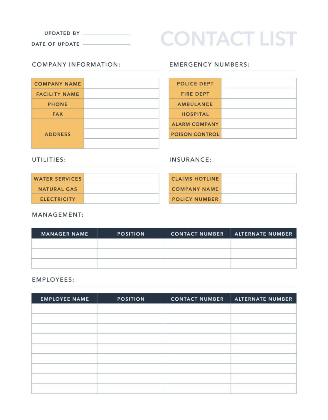 Contact List Google Sheets CRM Template by HubSpot