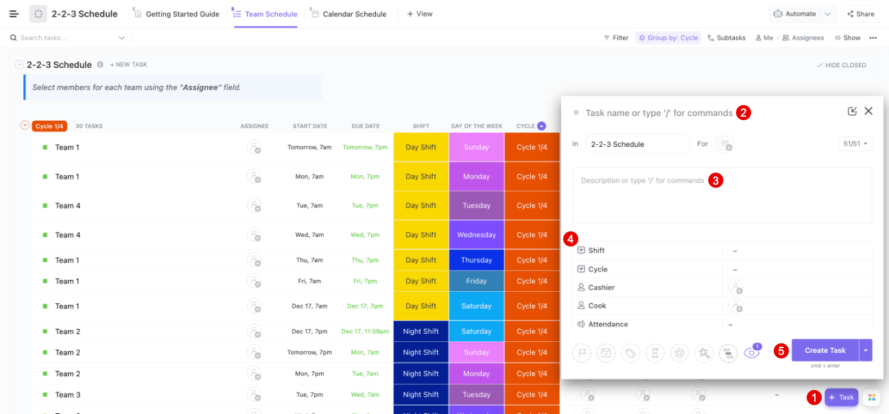 ClickUp 2-2-3 Schedule Template
