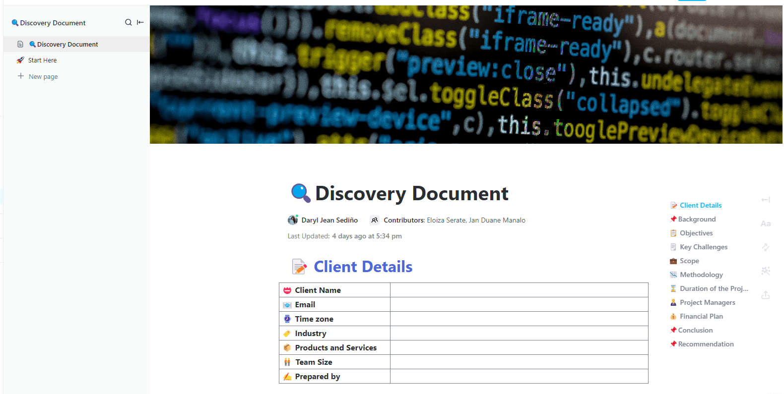 services-discovery-document a product discovery template