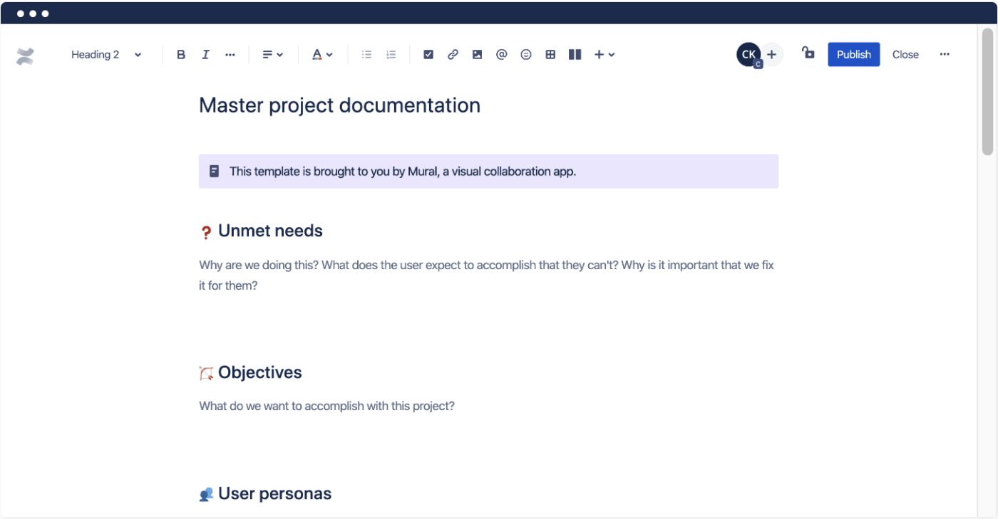 Confluence Master Project Documentation Template