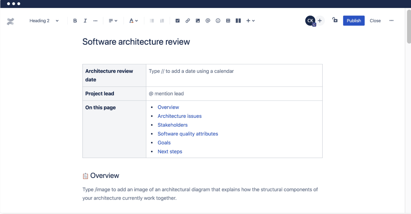 Confluence Software Architecture Review Template