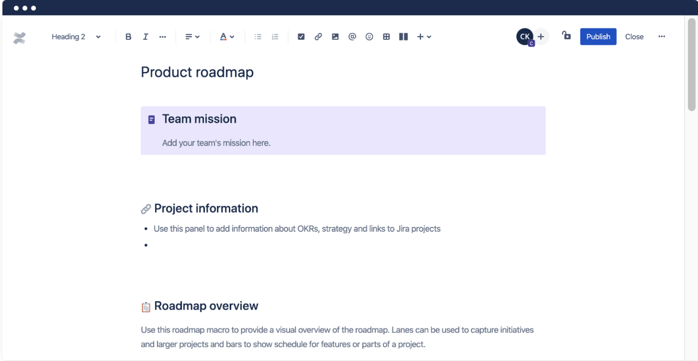 Confluence Product Roadmap Template