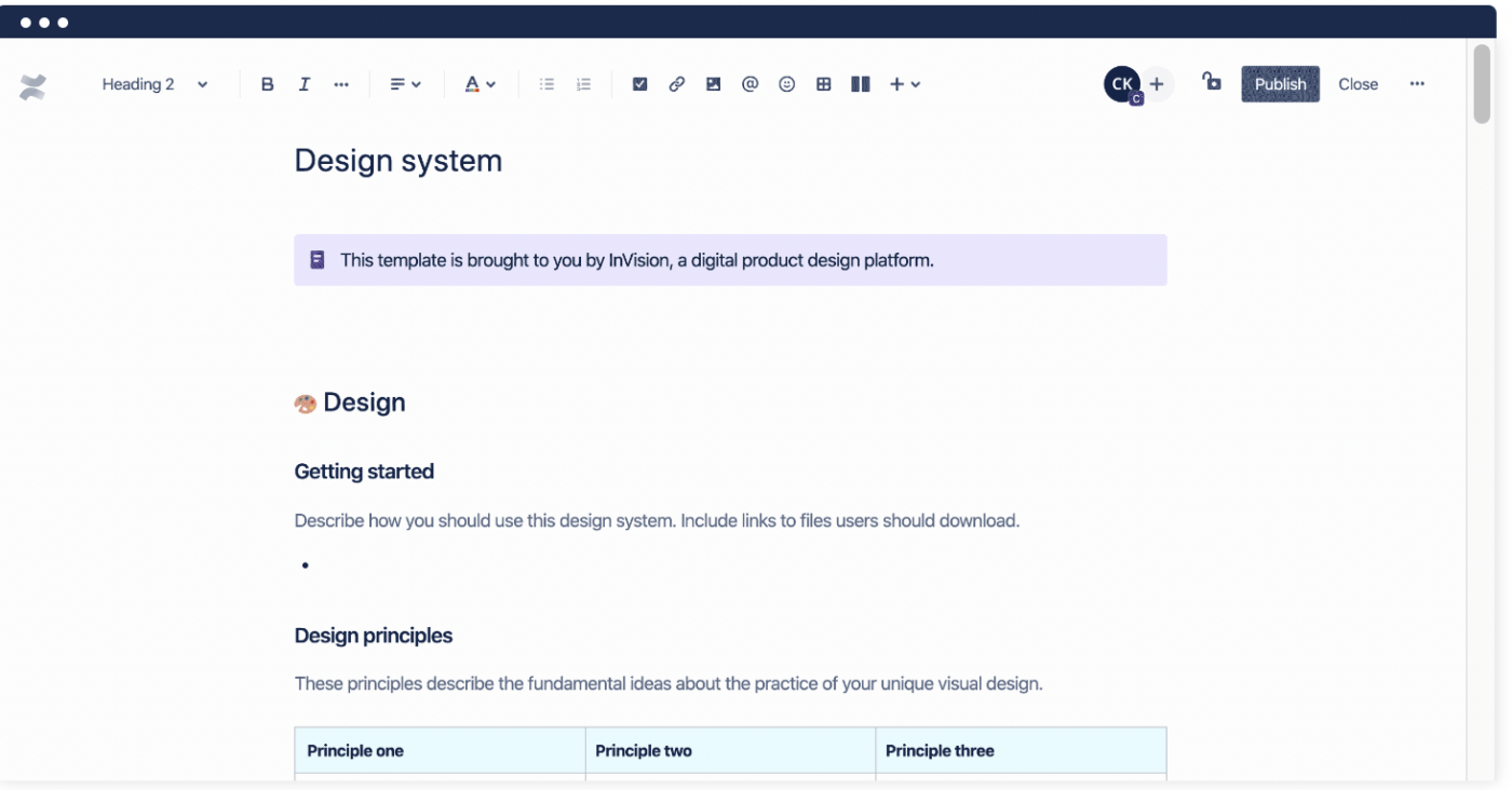 Confluence Design System Template