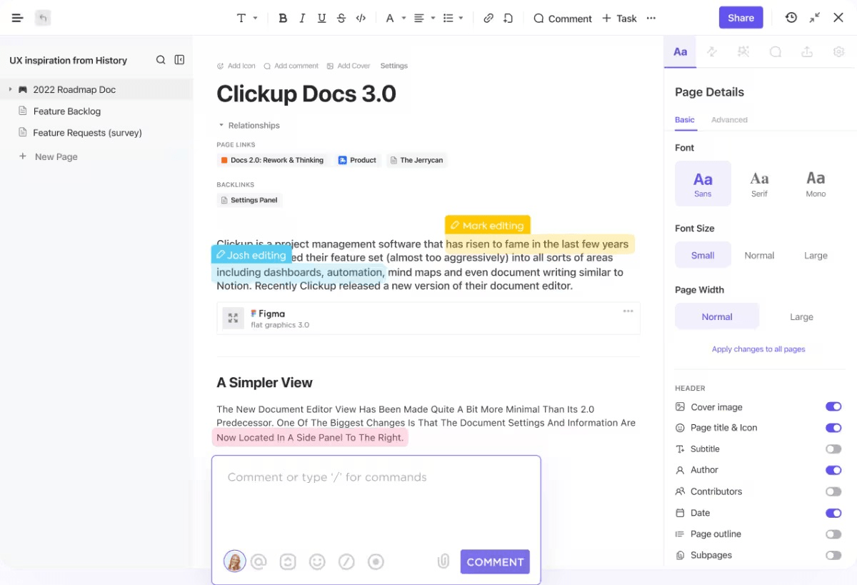 Simplify team collaboration with ClickUp Docs