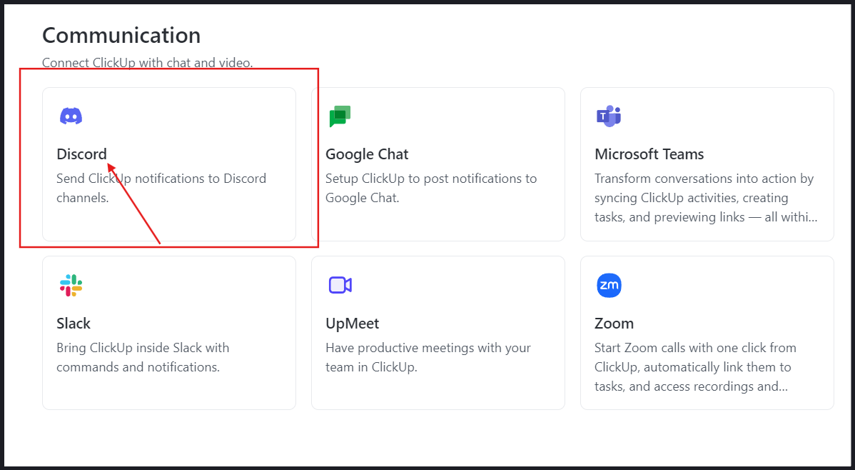 How to Add a Calendar to Discord: Select ‘Discord’ from ‘Communication’ 