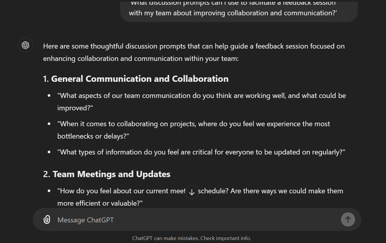 Add specific criteria for concise feedback sessions