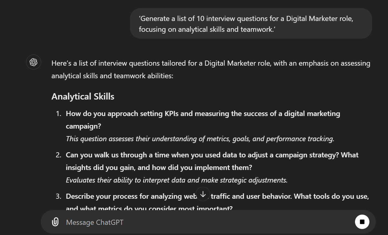 Add specific criteria for interview questions to get niche questions