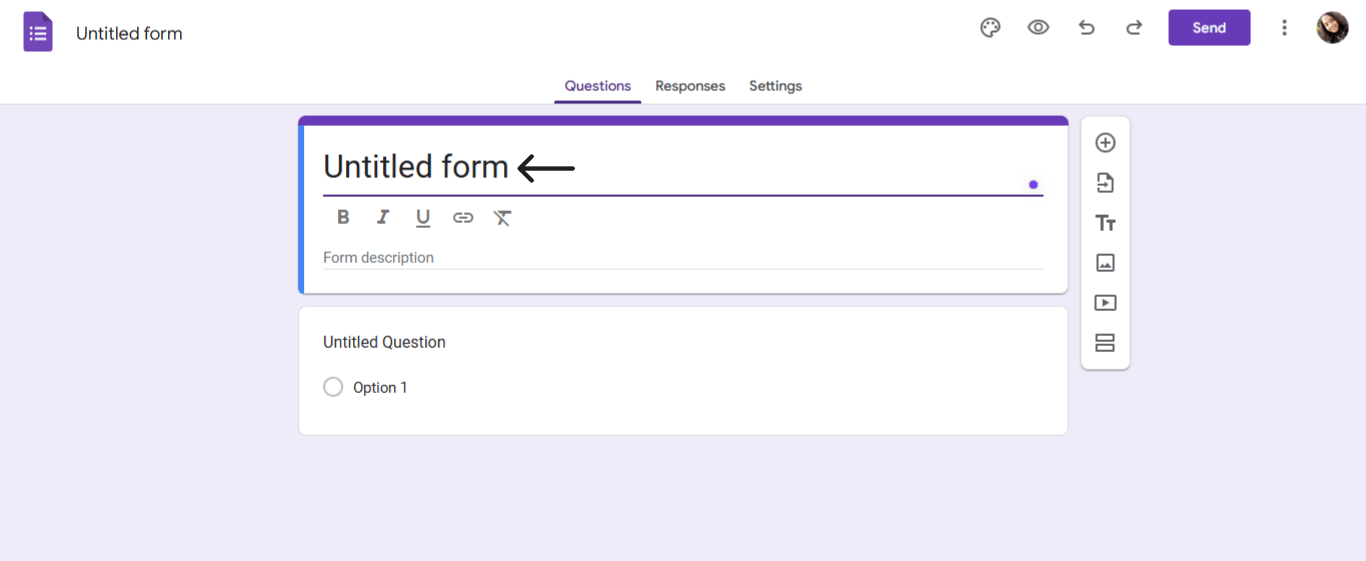 Add your title and questions in Google Forms for the Google Chat poll