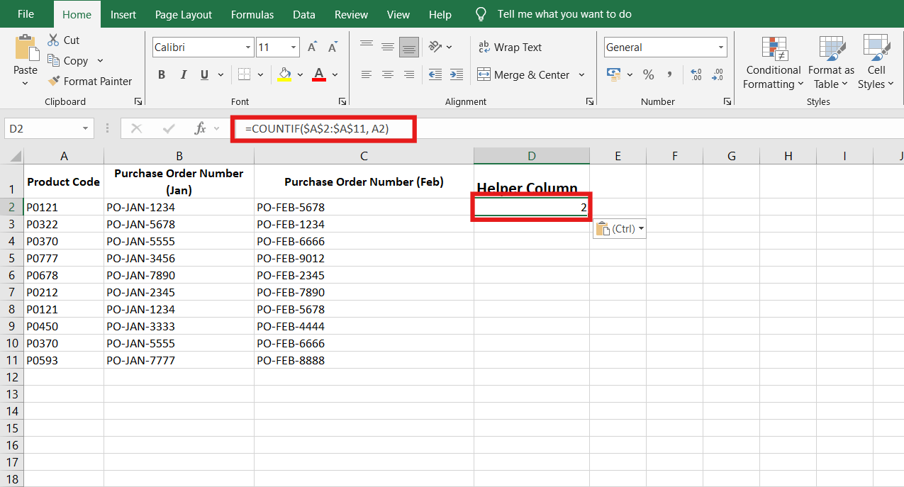 How to Find Duplicates in Excel- Use the COUNTIF formula