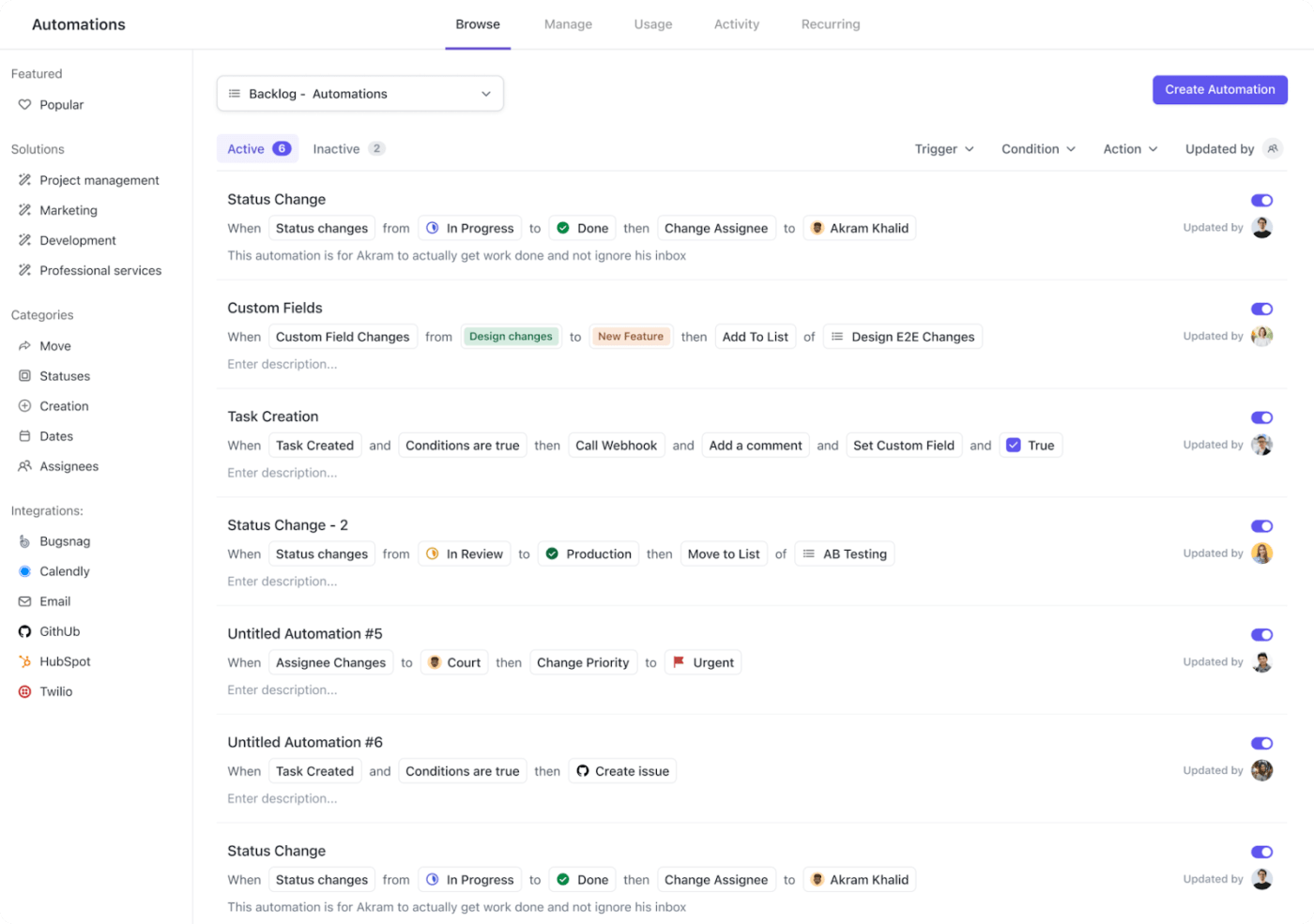 Automate follow-ups with ClickUp Automations