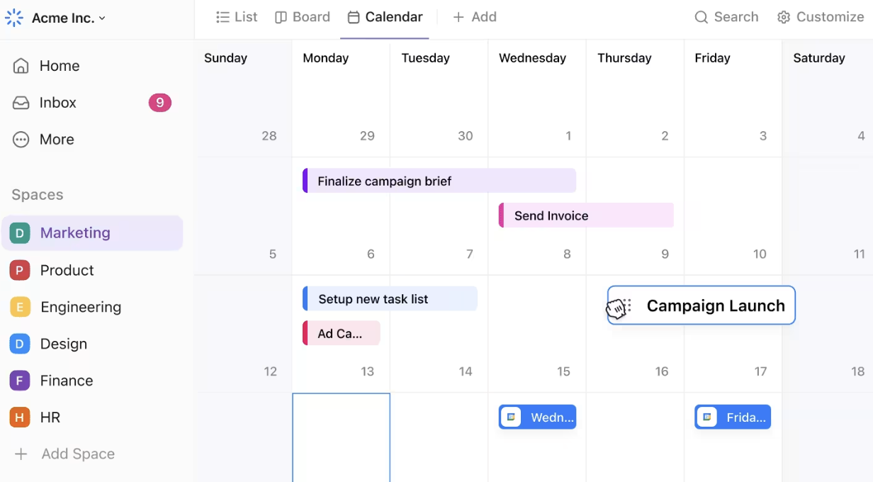 ClickUp Calendar View: Create a stellar startup CEO morning routine with ease