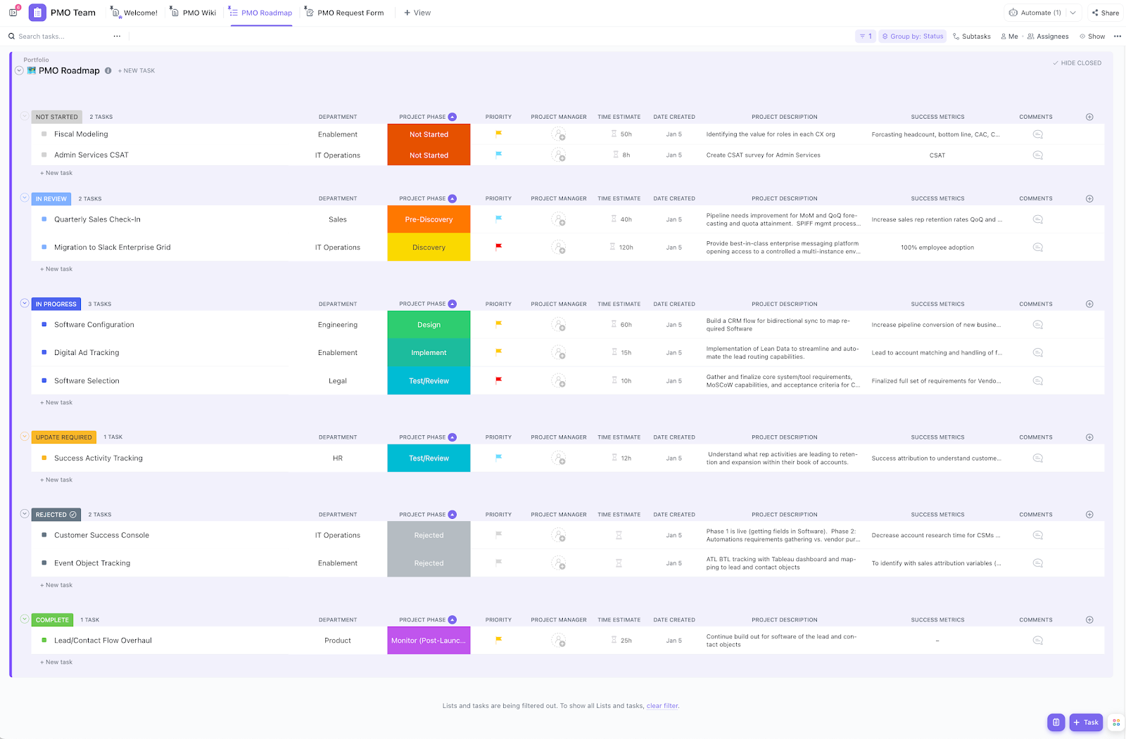 ClickUp's Project Management Template