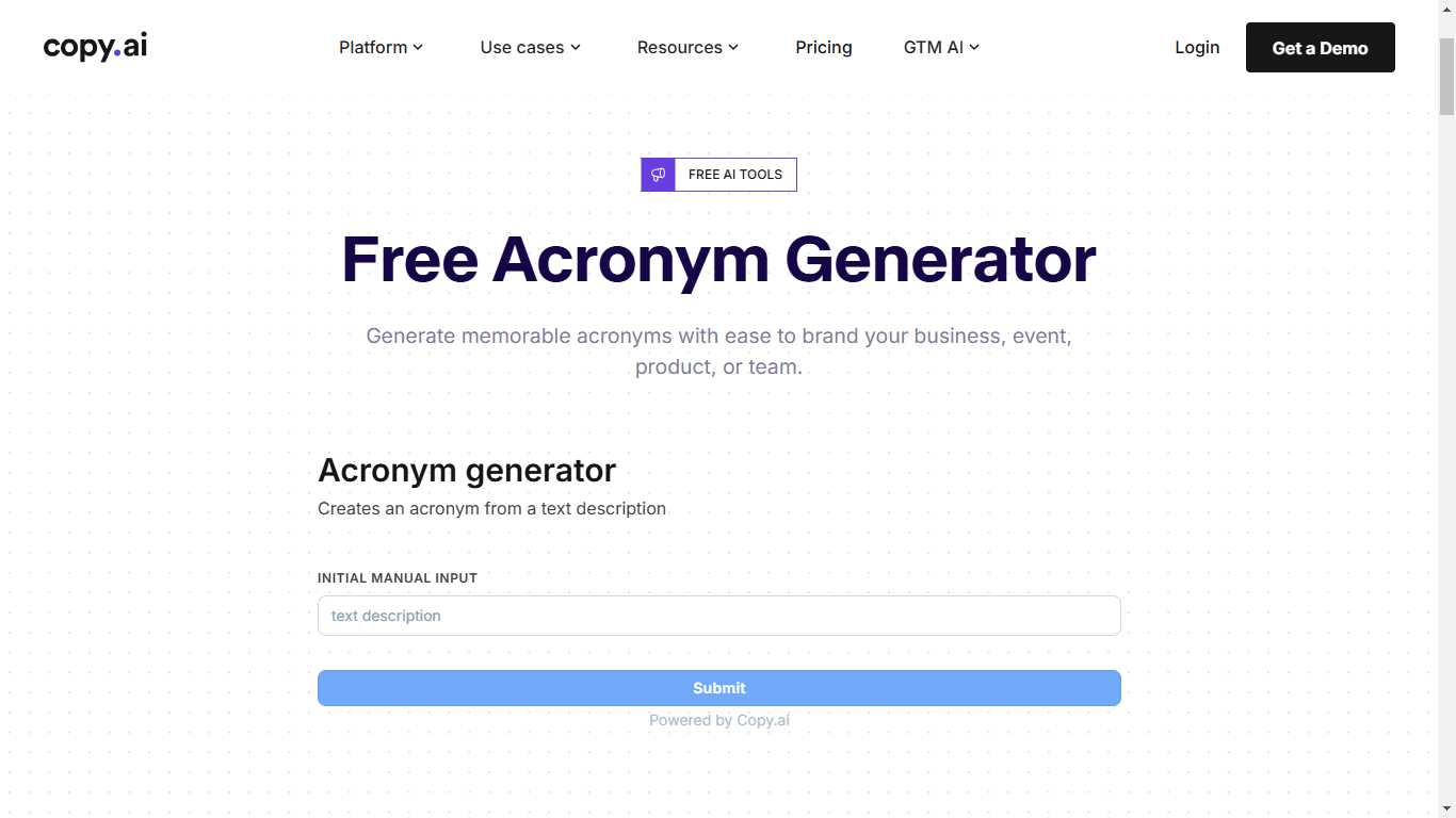 ai acronym generator: Copy.ai