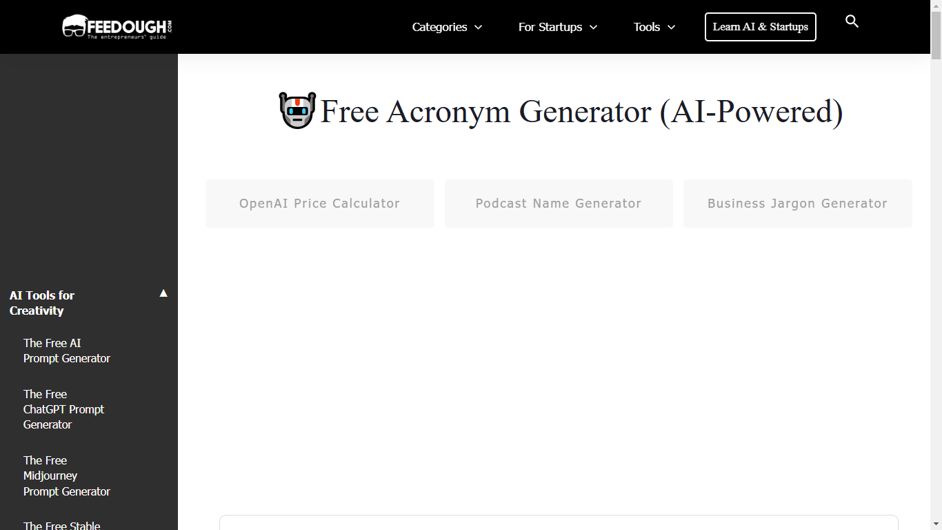 ai acronym generator: Feedough