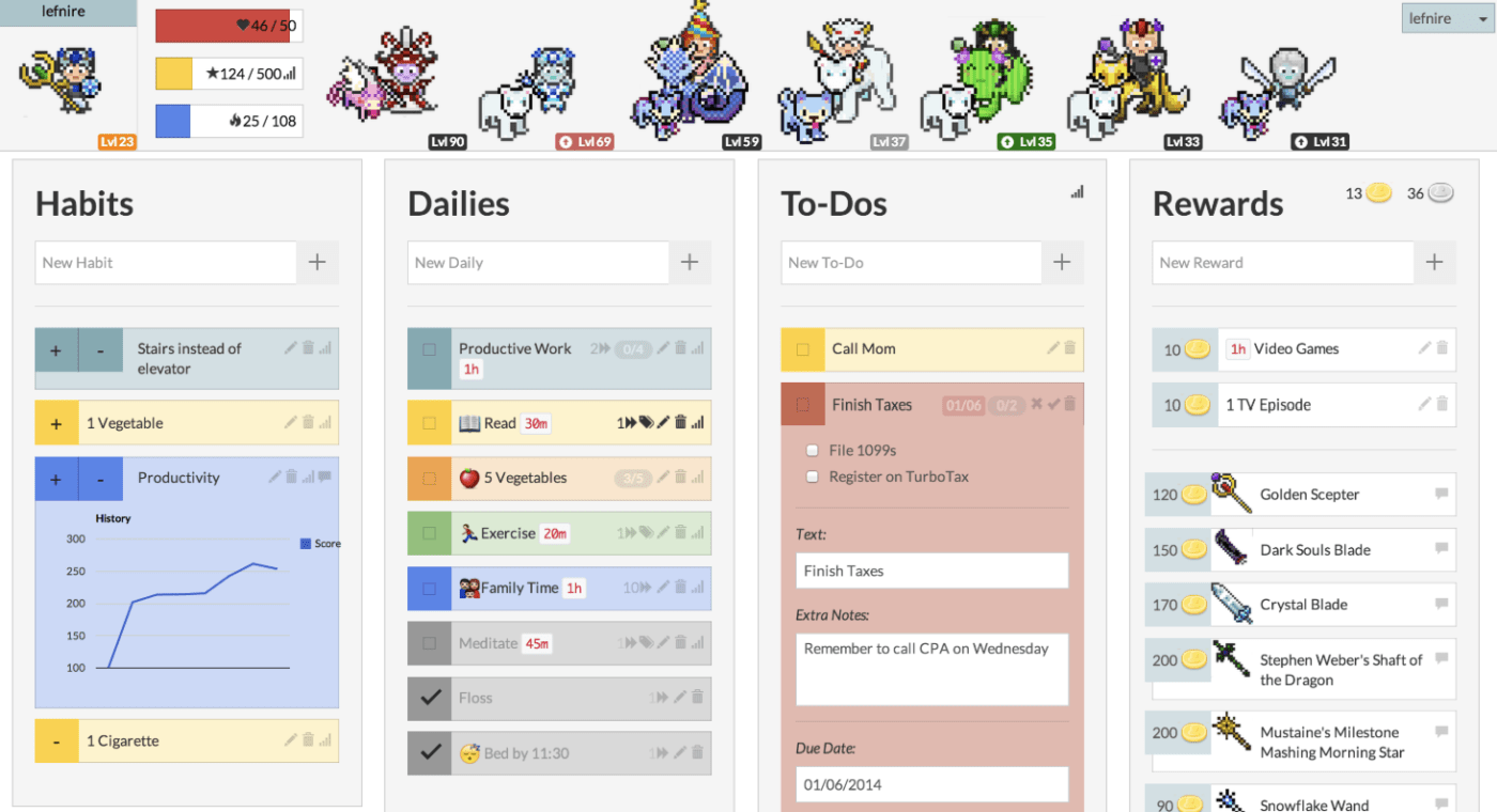 Habitica : Habit tracker app