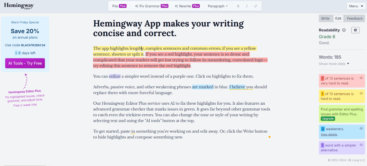 Hemingway- AI content writer 