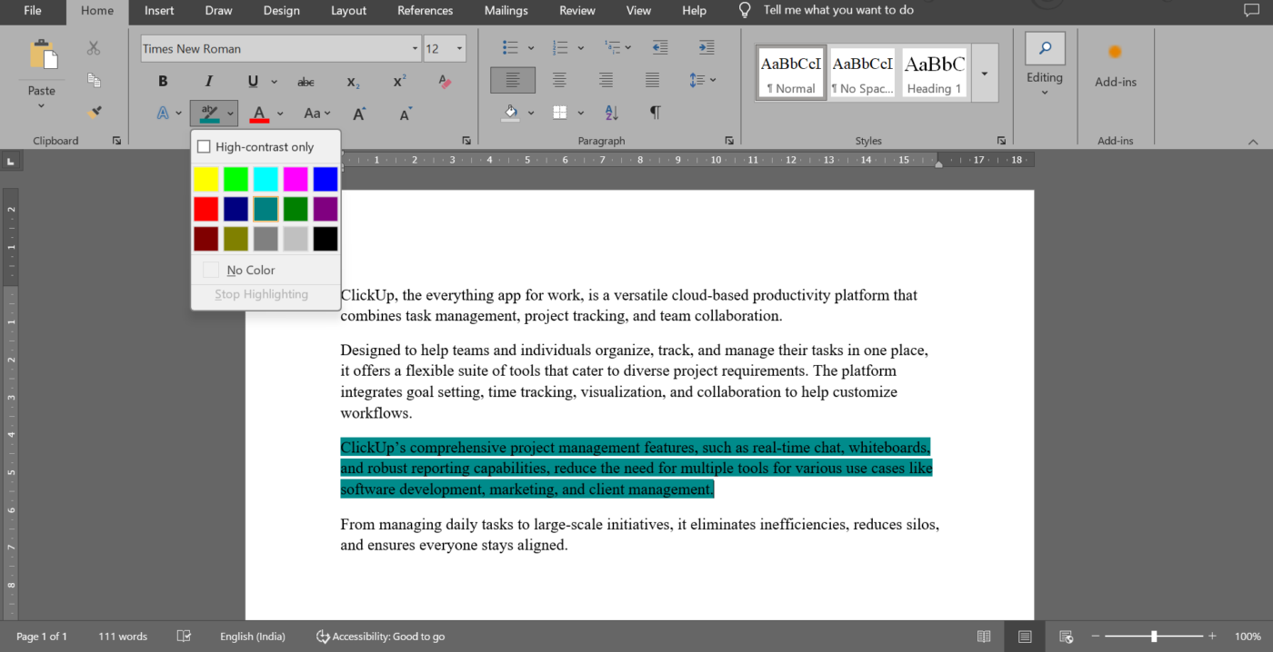 Highlight your text on the screen with a new color