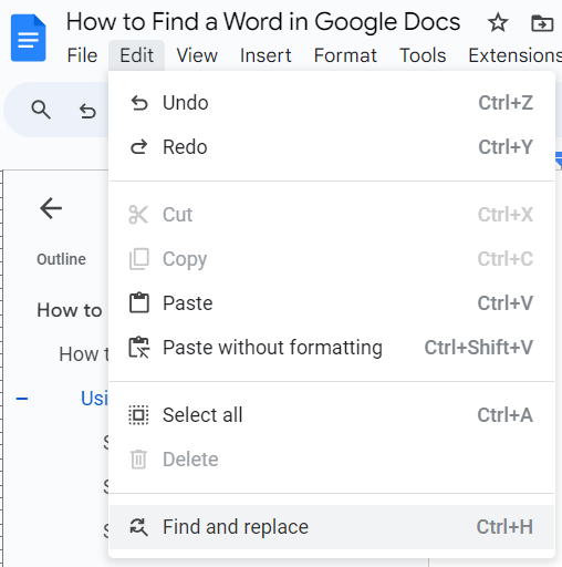 How to Find a Word in Google Docs 