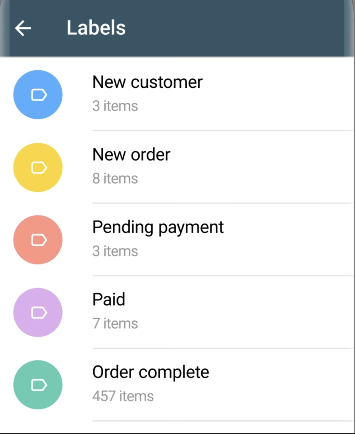 Benefits of Whatsapp for Business: Labels for contact organization