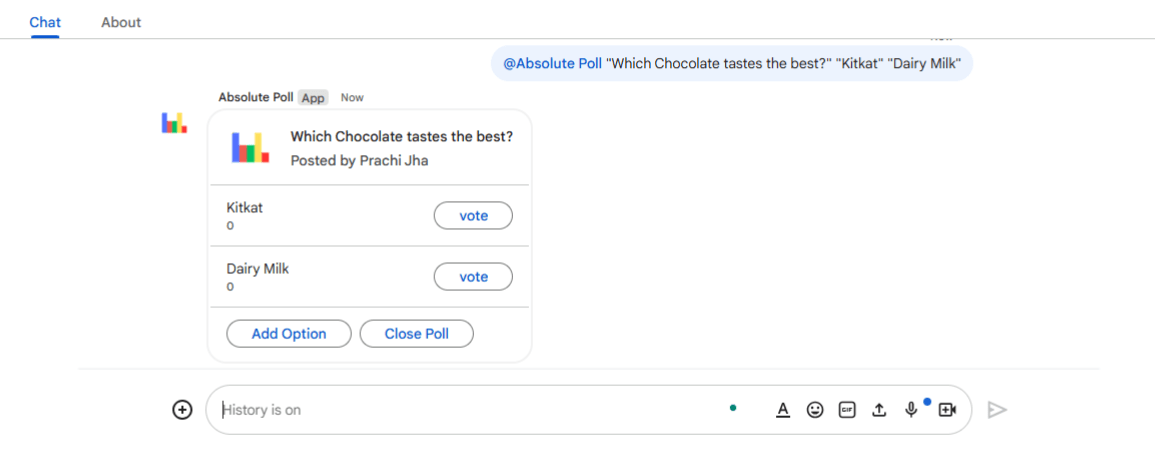 Go live with your Google Chat poll