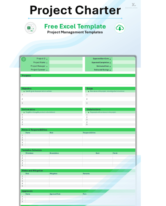 Project Charter  Excel Template by Excel X