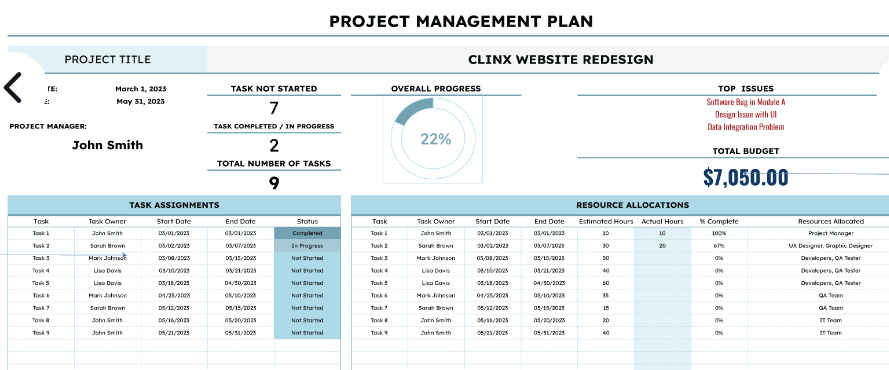 project charter excel template by Template.net