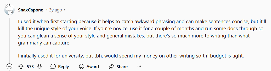 Reddit review- Grammarly