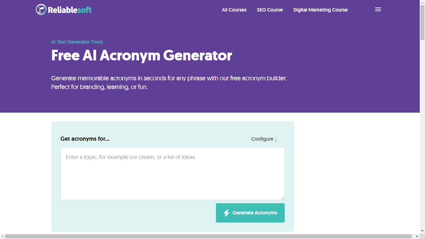 ai acronym generator: Reliablesoft